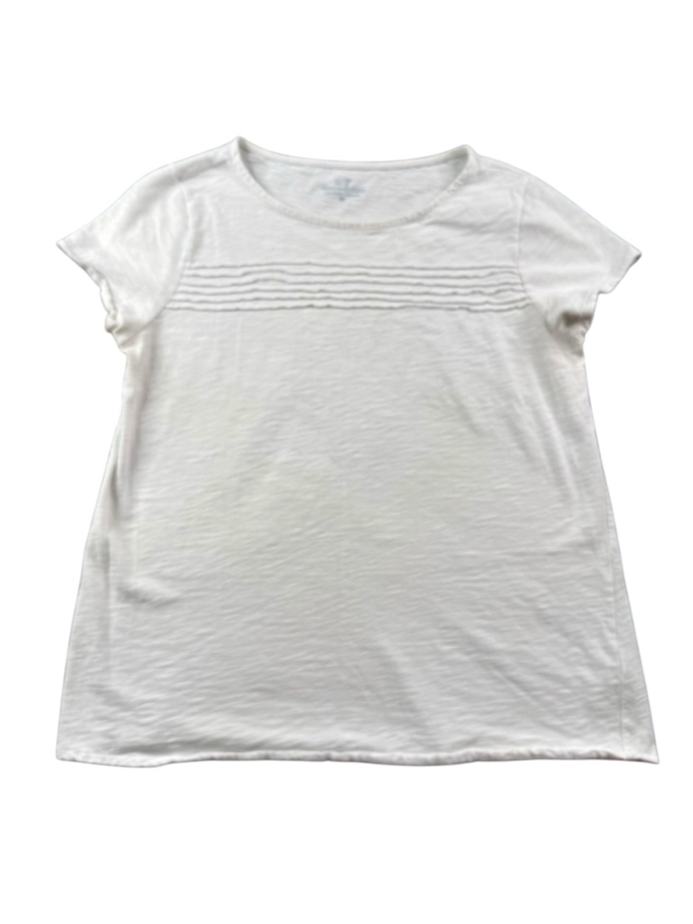Vineyard Vines Women's White Cotton‎ Top Size M Pleated T-Shirt Short Sleeve